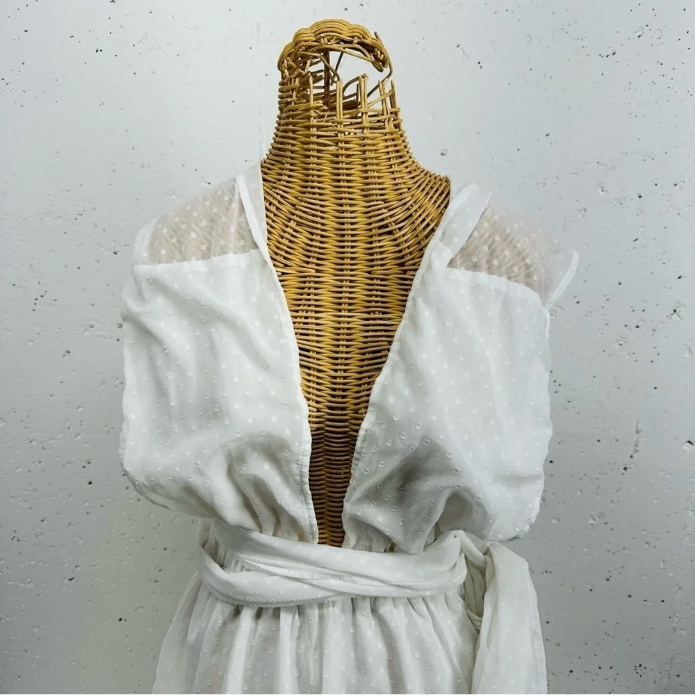 Showpo Size 2 California Sunset White Swiss Dot Criss Cross Back Playsuit